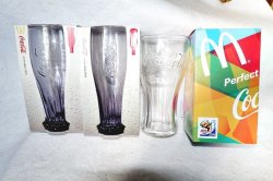 画像1: コカ・コーラの瓶風デザインの「コークグラス」パープル2個　W杯南アフリカ大会の公式ロゴ